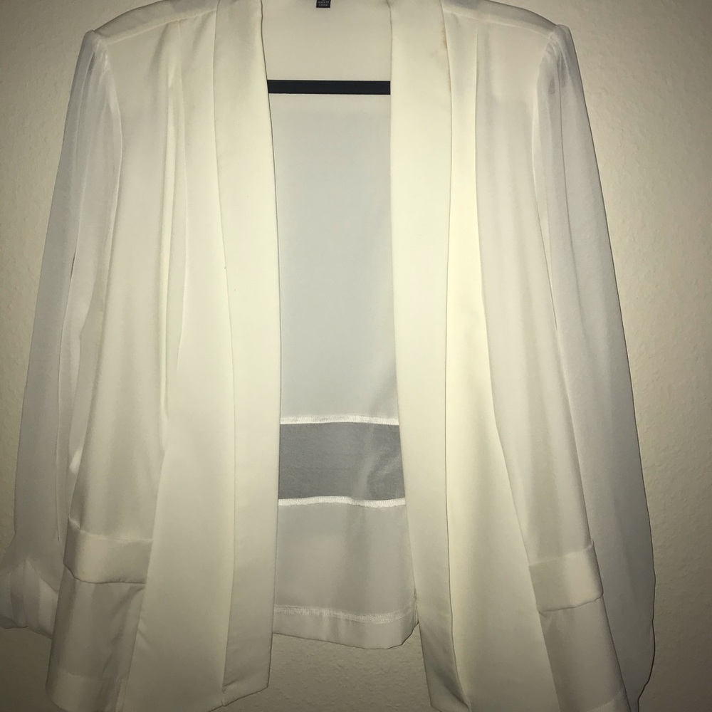 City Chic White Open Front Blazer